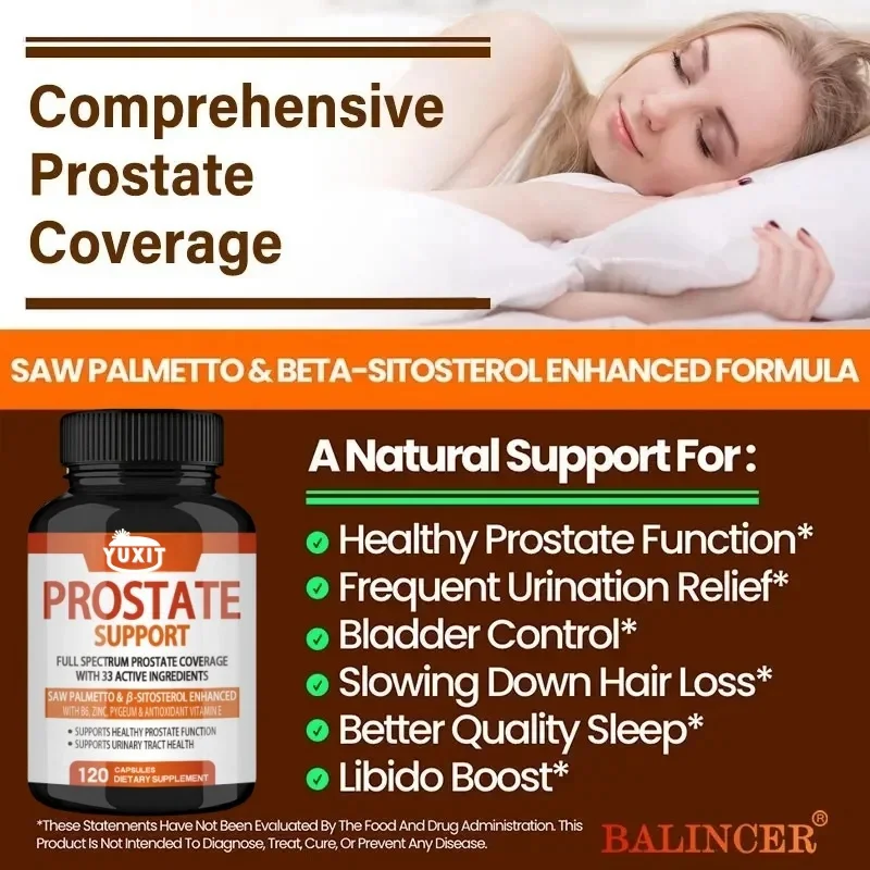 YUXIT Premium Saw Palmetto Supplement Antioxidant Vitamins Prostate Support Urinary