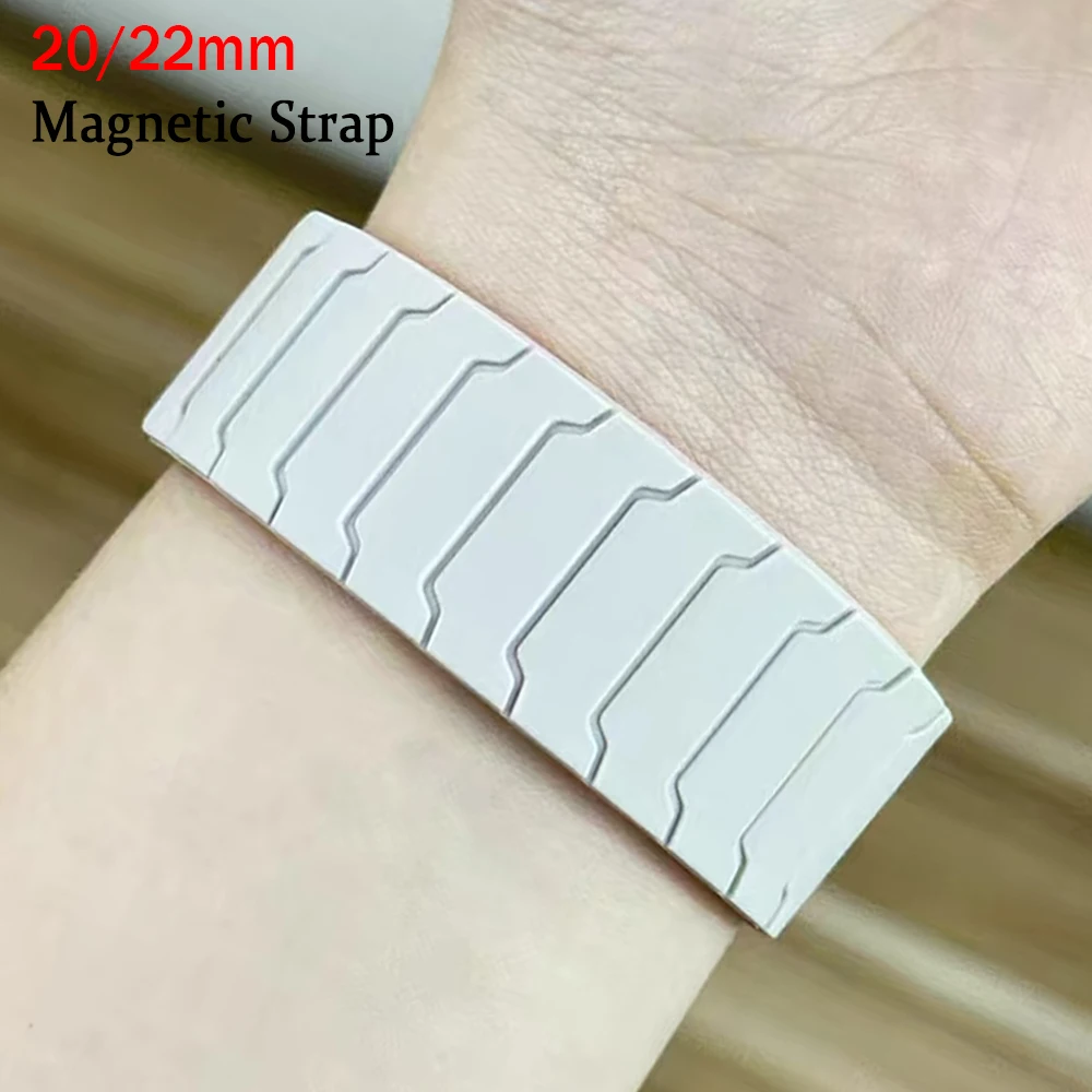Magnetic Loop Silicone Watchband Bracelet, 20/22mm