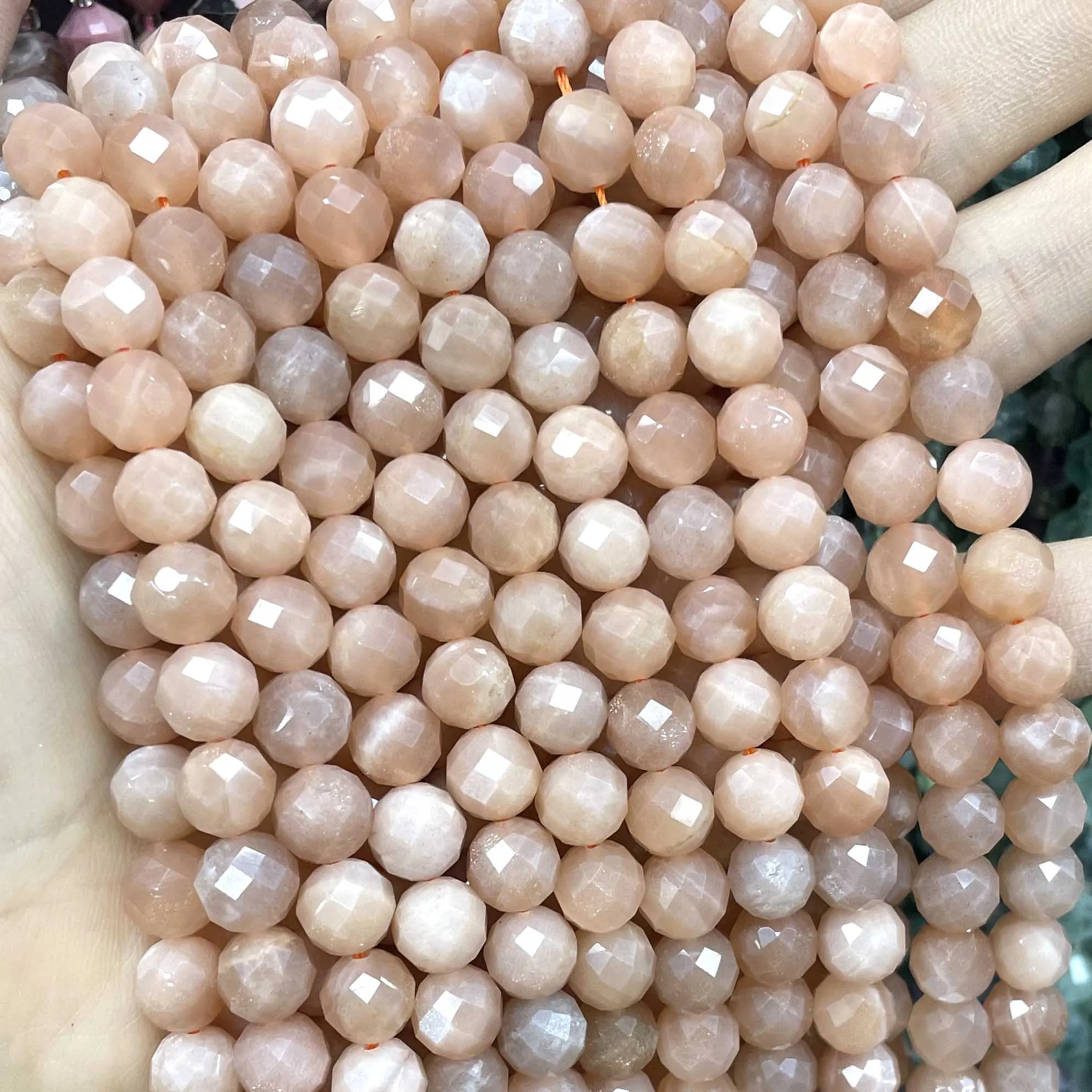 천연 면 선스톤 월장석 보석 느슨한 스페이서 비즈, 쥬얼리 제작, DIY 패션 팔찌, 6mm, 8mm, 10mm, 7.5 인치