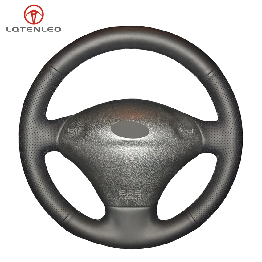 

LQTENLEO Black PU Artificial Leather Hand Sewing Car Steering Wheel Cover For Ford Fiesta 4 1996-2006 Mk4 1996-2006