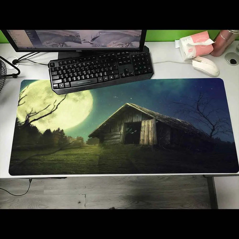 

Night Moon Mouse Pad 900x400 Laptop Accessories Gamer Rug Mouse Pads Keyboard Gaming Mousepad Xxl Rug Desktops Table Cushion