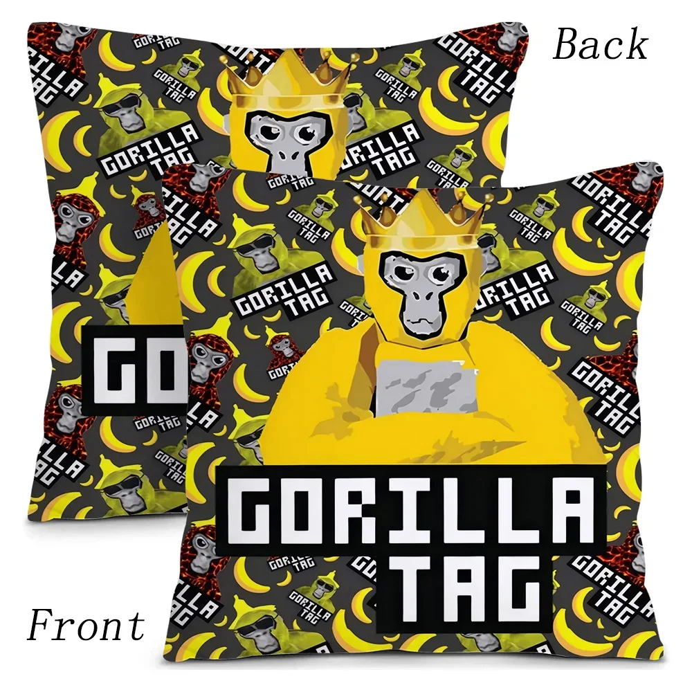 Pillow Covers Cartoon Novelty Cool Gorilla Tag Cartoon Sofa Decorative Home Double-sided Printing Short Plush Cute Cushion Cover