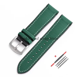 Bold Black and Orange Nylon Silicone Sports Wristband - Premium Men's Watch Strap - 22mm (Green)