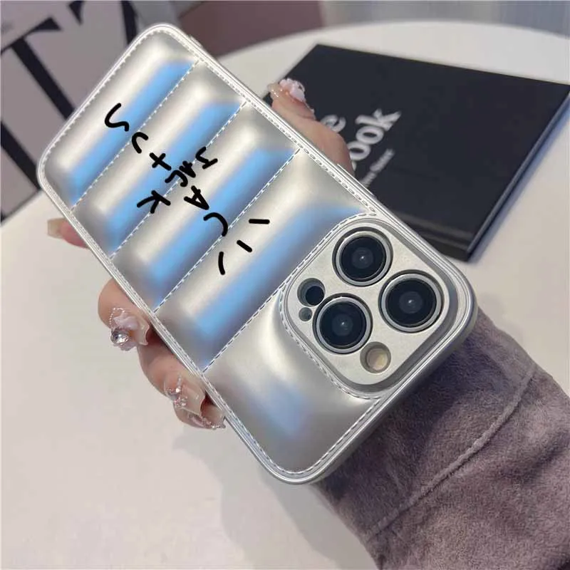 Luxury Puffer Cactusjack Hip Hop Soft Phone Case with High-Collar Down Jacket Design