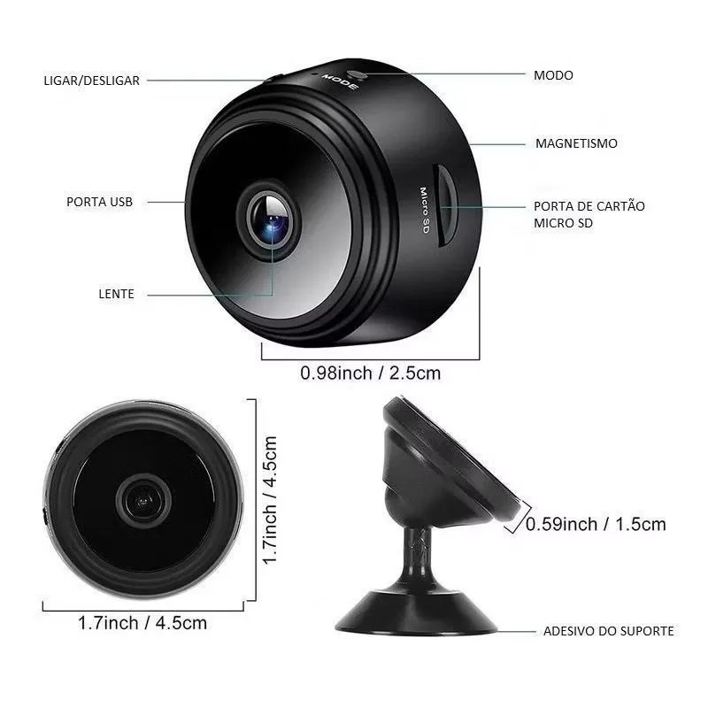 Kit com 4 Câmeras de Segurança HD com Conexão via App, Visão Noturna e Detecção de Movimento para Proteção Residencial e Comercial - Imagem 6