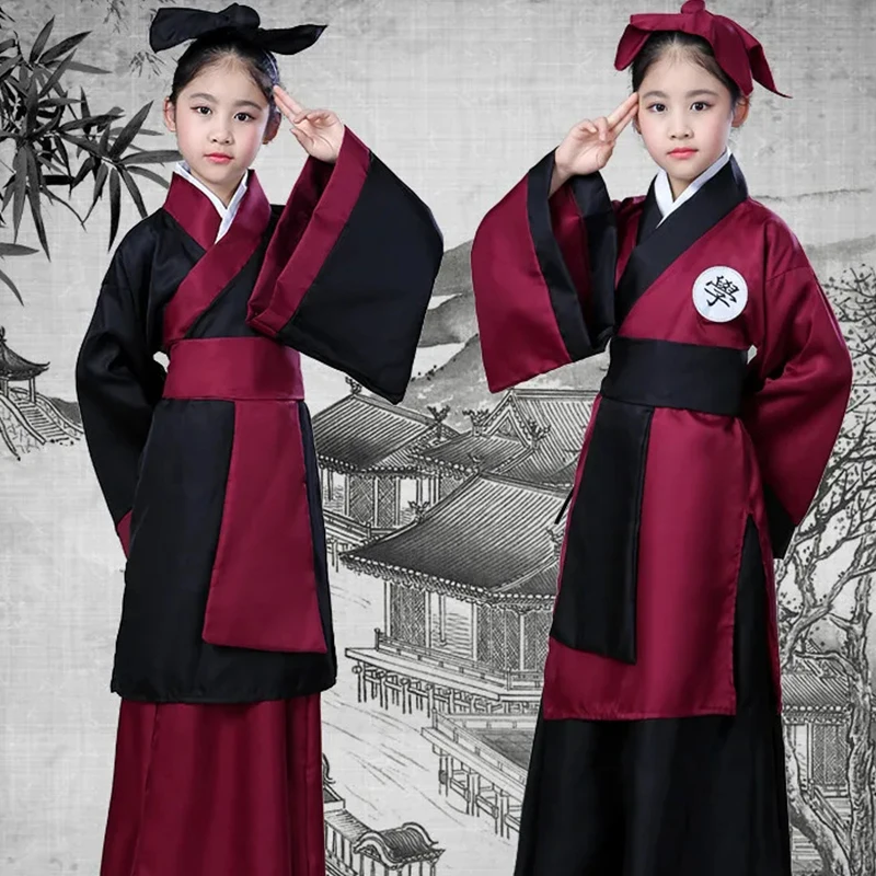 

Детский Китайский традиционный ханьфу костюм для детей в древнем стиле, школьная форма для девочек, платье доктора для детей, для мальчиков