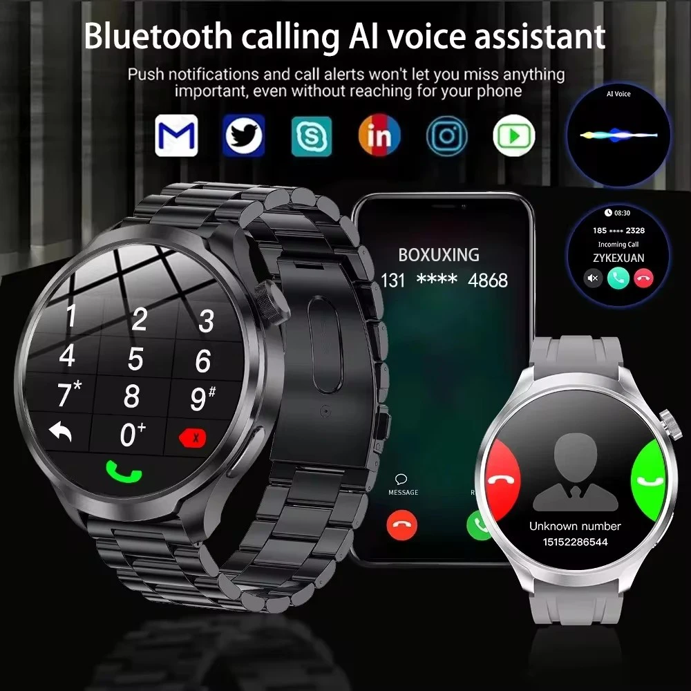 For Huawei 1.85-inch Smart Watch Men Sport Waterproof Fitness Heart Rate Watches Compass GPS Track NFC Bluetooth Call Smartwatch 4