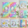 Cute Unicorn 3D Digital Printing Curtains For Living Room Bedroom Balcony Children's Rooms Decor Window Curtains 2 Panels 1
