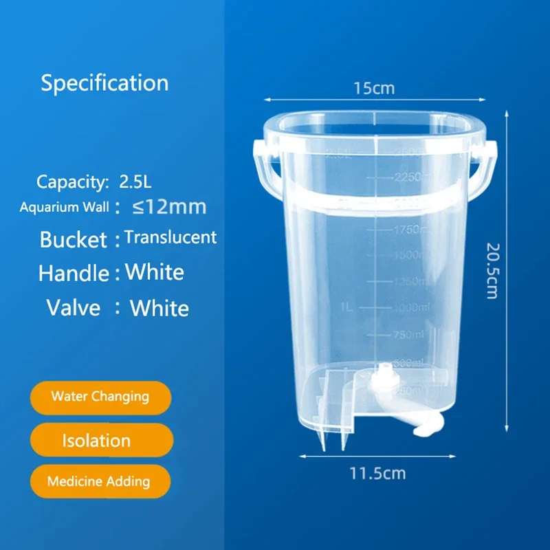 2500ml Aquarium Drip Flow Bucket Water Changing Medicine Feeding Isolation Accessories Cleaning Tool