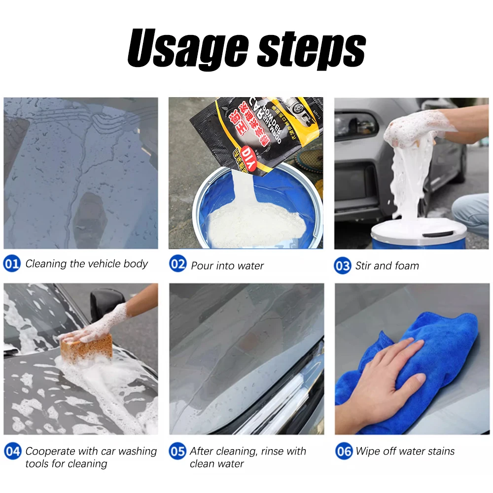 Car Washing Cleaner Car Washing Decontamination Concentrated Powder Strong Essence Foam Cleaner Shampoo Wash Detergent Automobiles Windshield Wash
