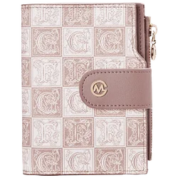 Elegant Pink Luxury Wallet for Women - Compact Coin and Card Holder with Zipper (9.5x13x2.5cm)