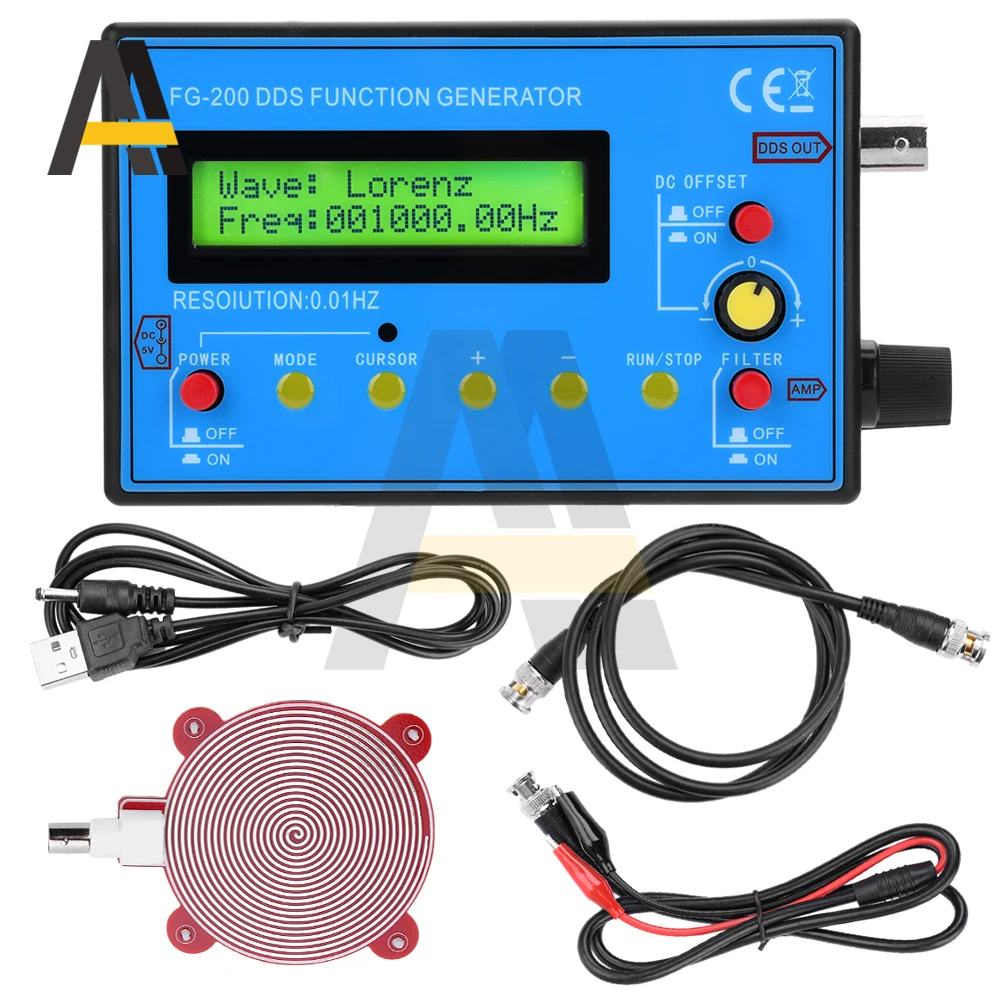 FG-100 FG-200 DDS Function Signal Generator Frequency Counter 1HZ-500KHZ 0.01Hz - 500KHz Signal Source Module with Antenna 3