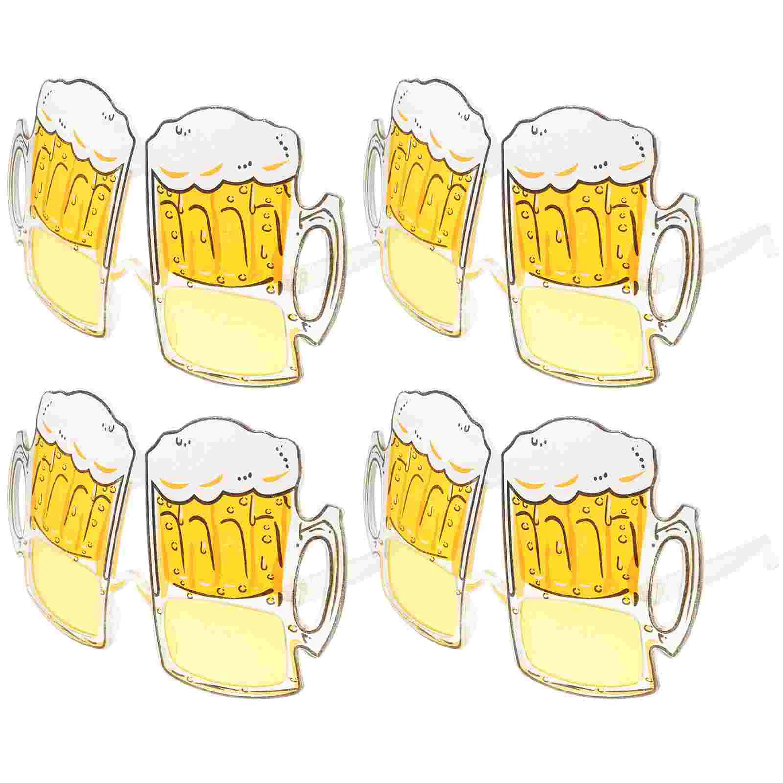 

4 Pcs Creative Glasses Beer Mug Shape Eyeglasses Fun Overflow Beer Cup Spectacles for Costume Party Festival Carnival(Golden)