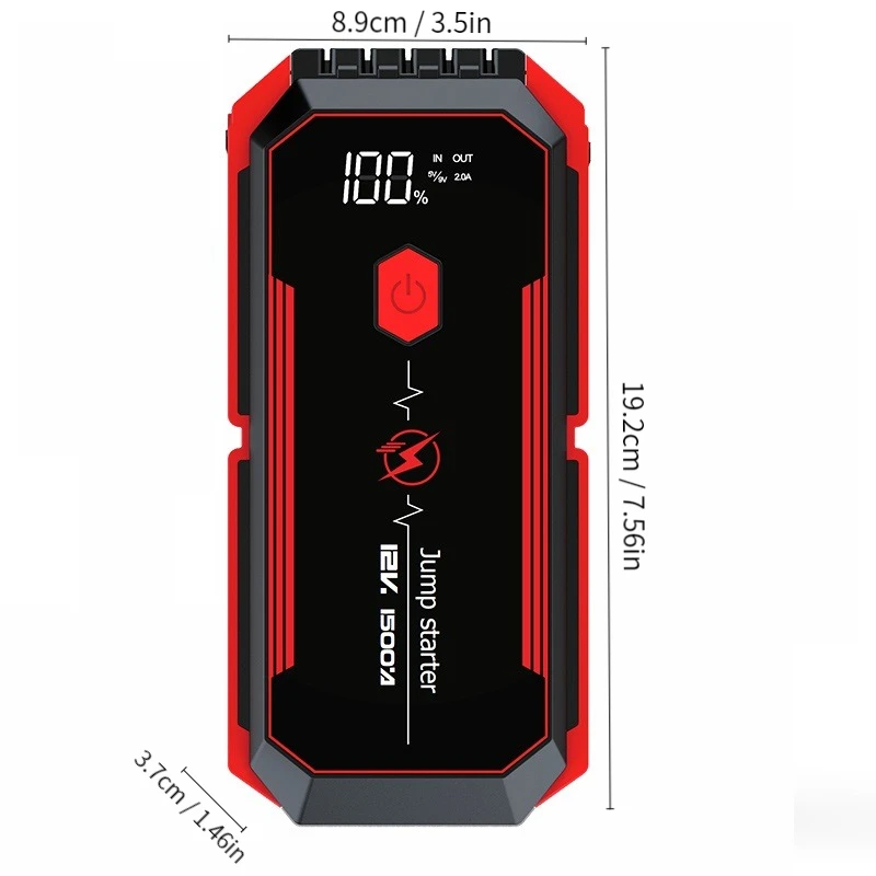 Car Jump Starter 2500A Peak Car Battery Jump Starter Up to 8.0L Gas and 7L Diesel Engine 12V Portable Lithium LED L