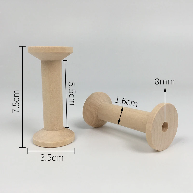 Description Picture 4 of itemWholesale 75x35mm Big Natural Empty Wooden Bobbins Spools Sew Cross Stitch Thread Tool Wire Needlework for DIY Twine