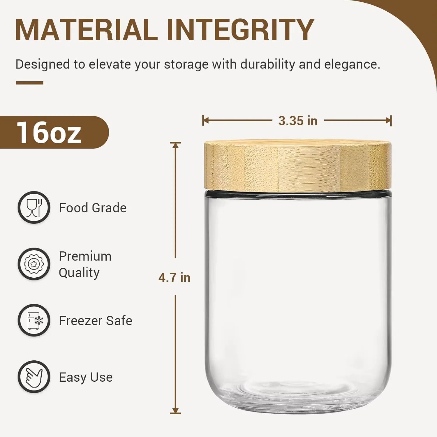 Glass jars with Airtight Lids Oats Containers with Bamboo Lids Wide mouth Mason Salad Glass Food Storage for Snacks Yogurt Spice 2