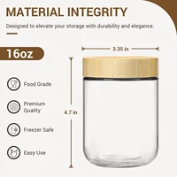 Glass jars with Airtight Lids Oats Containers with Bamboo Lids Wide mouth Mason Salad Glass Food Storage for Snacks Yogurt Spice 2