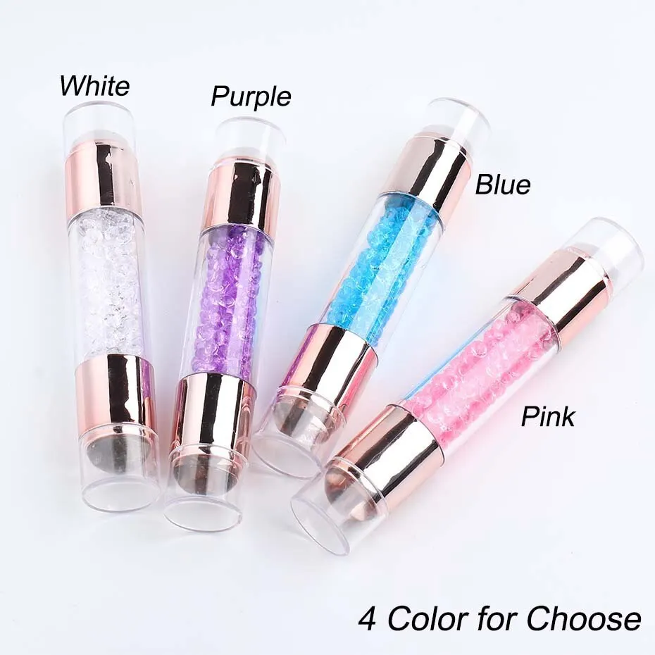 Nail Art Stamping Kit 3pcs Nail Stamp Art Set Double Head Silicone Nail Stamper Crystal Handle Stamp Random Stencil Easy Set Plating Tool