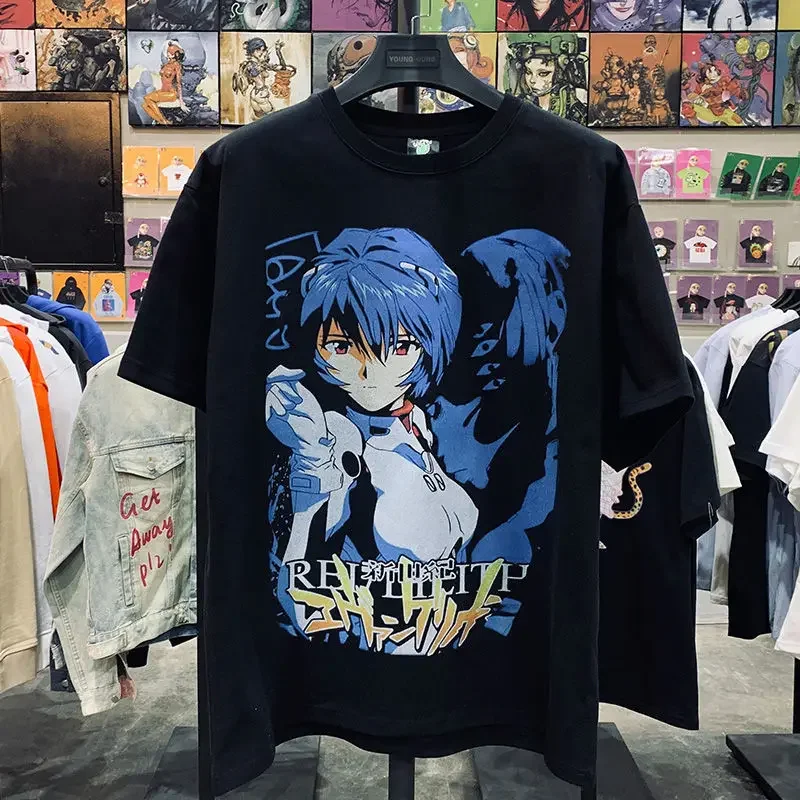 Neon genesis Evangelion trendy short-sleeved college style printed t-shirt for men and women, street half-sleeved EVA EVANGELION