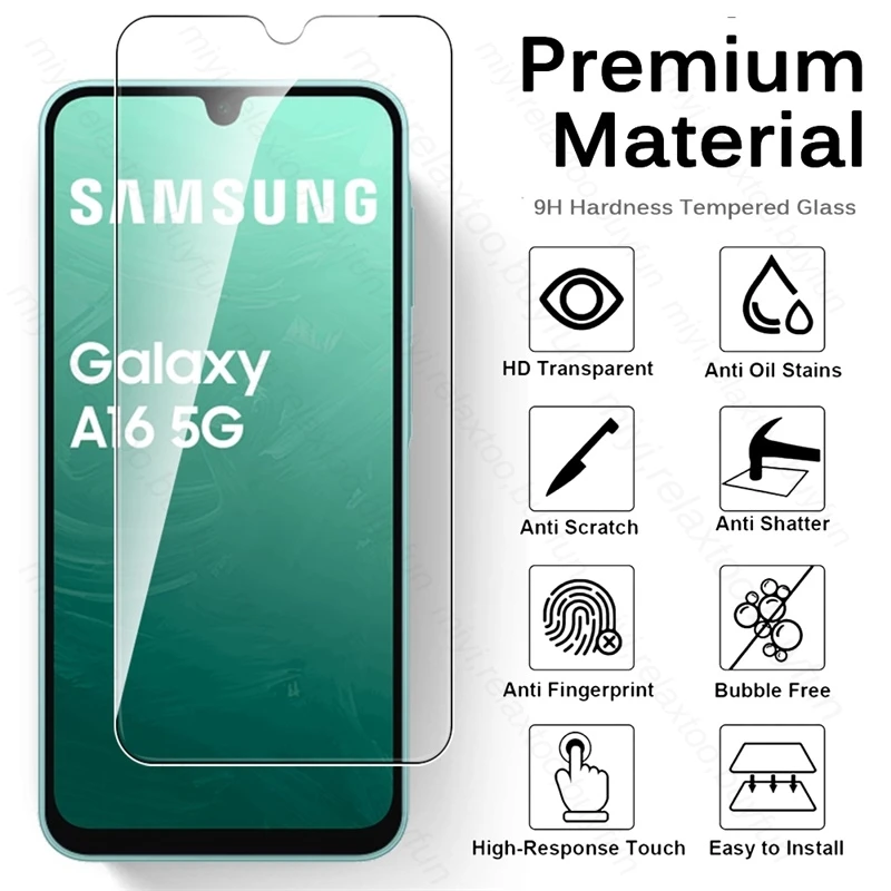 5Pcs Protective Glass Case for Samsung Galaxy A16 5G Tempered Glass Screen Protector on SamsungA16 Sumsung A 16 16A 4G/5G 2024 2