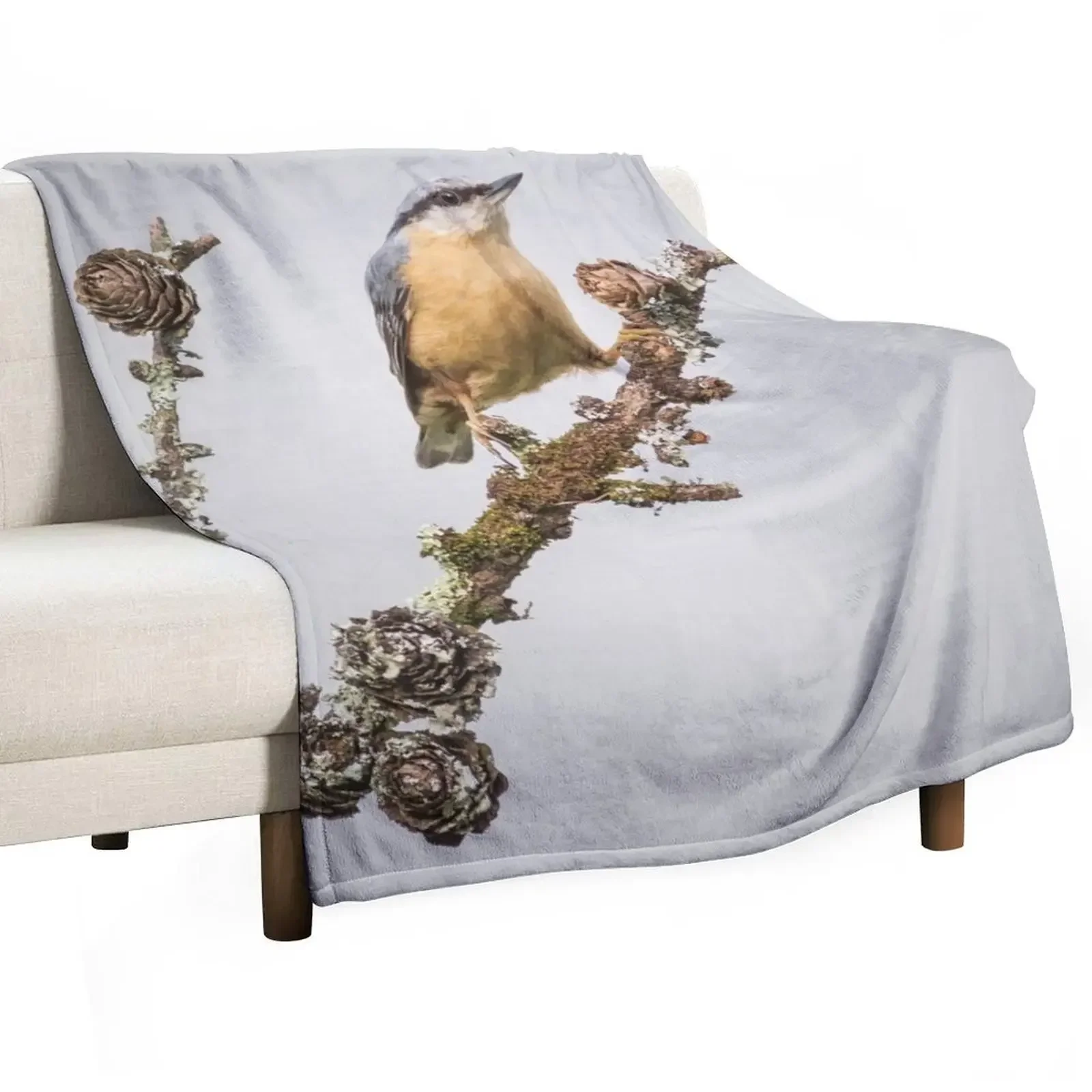 

Nuthatch Throw Blanket Soft Plaid Decorative Throw Thermal Camping Blankets