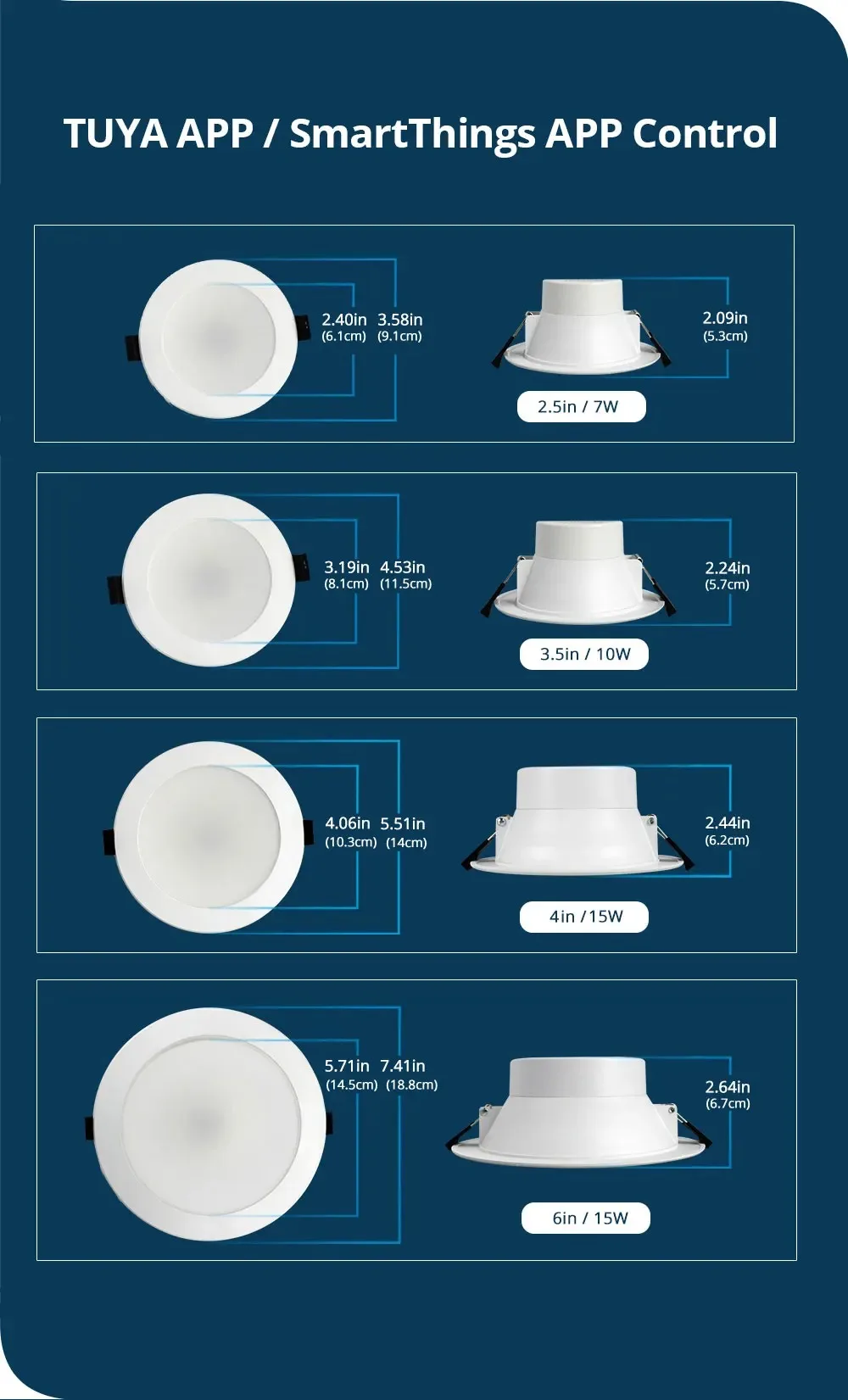 15W LED Downlight Ceiling Light RGBCW Zigbee Smart Dimmer Lamp Work with Tuya Ze