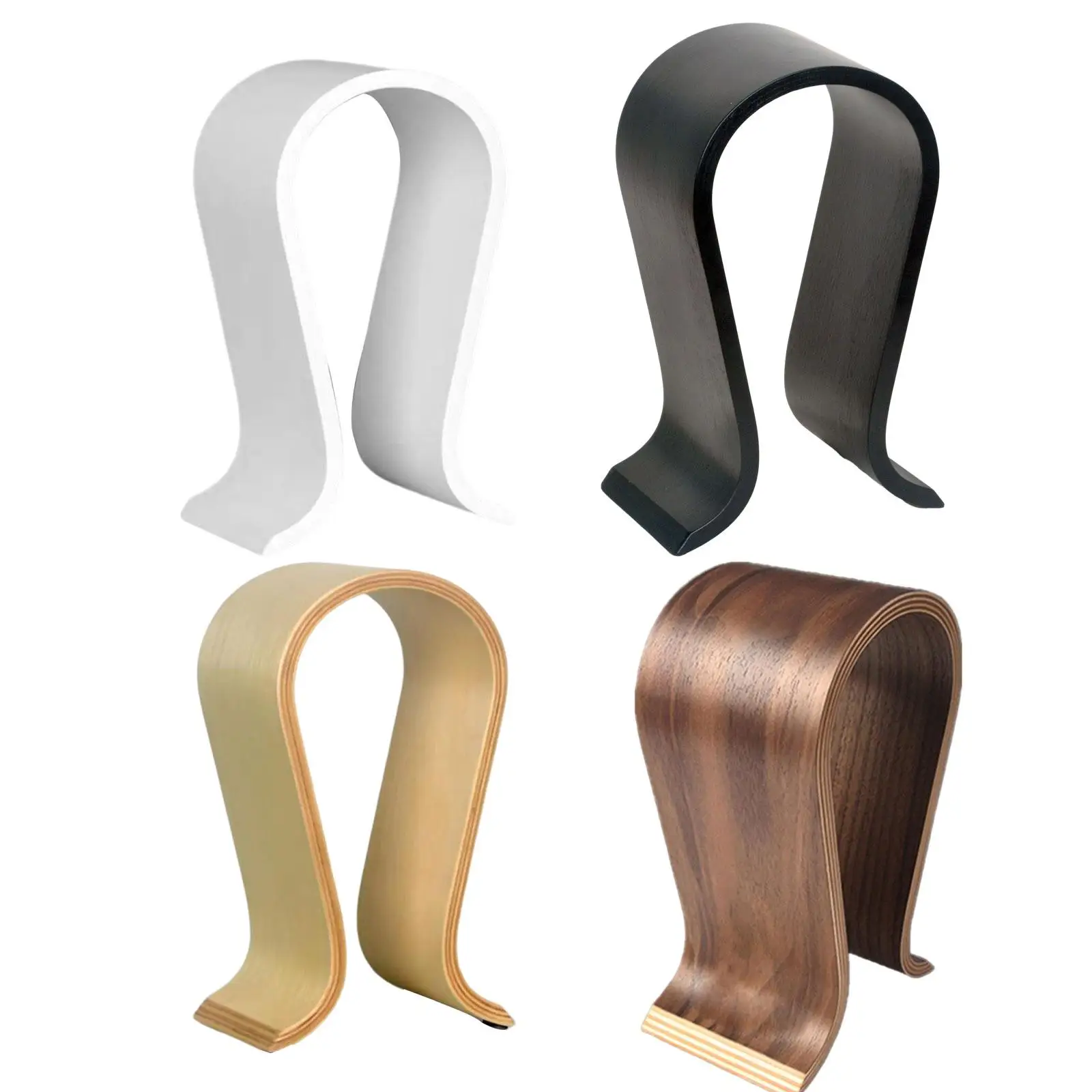 WoodenHeadphoneHolderTabletopSupportHeadsetDisplayStandforPC