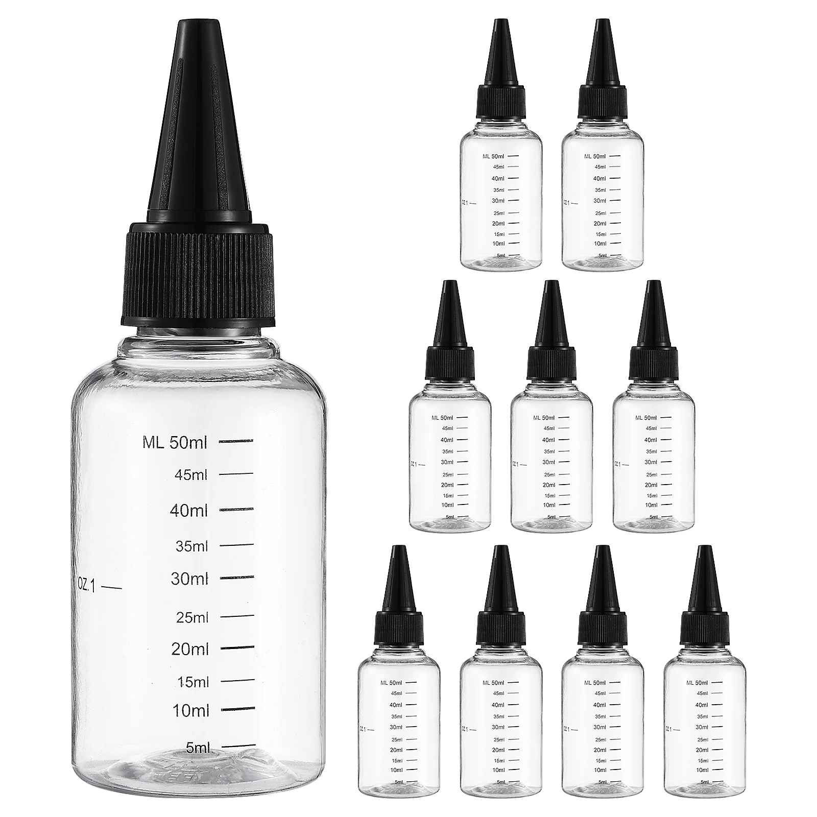 

10 Pcs Cosmetics Bottle Applicator with Scale Hair Dye Bottles Refillable Empty