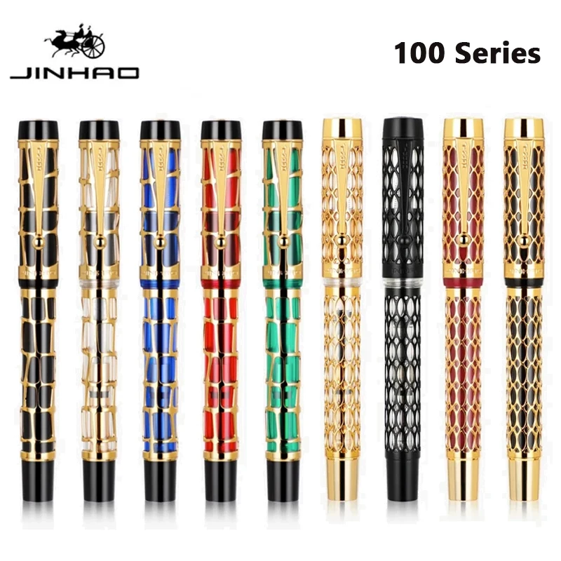 Jinhao 100 만년필, 우아한 송진 할로우 시리즈, EF, F, M 펜촉, 캘리그라피 잉크 펜, 문구류, 학교 사무용품, 고급 펜