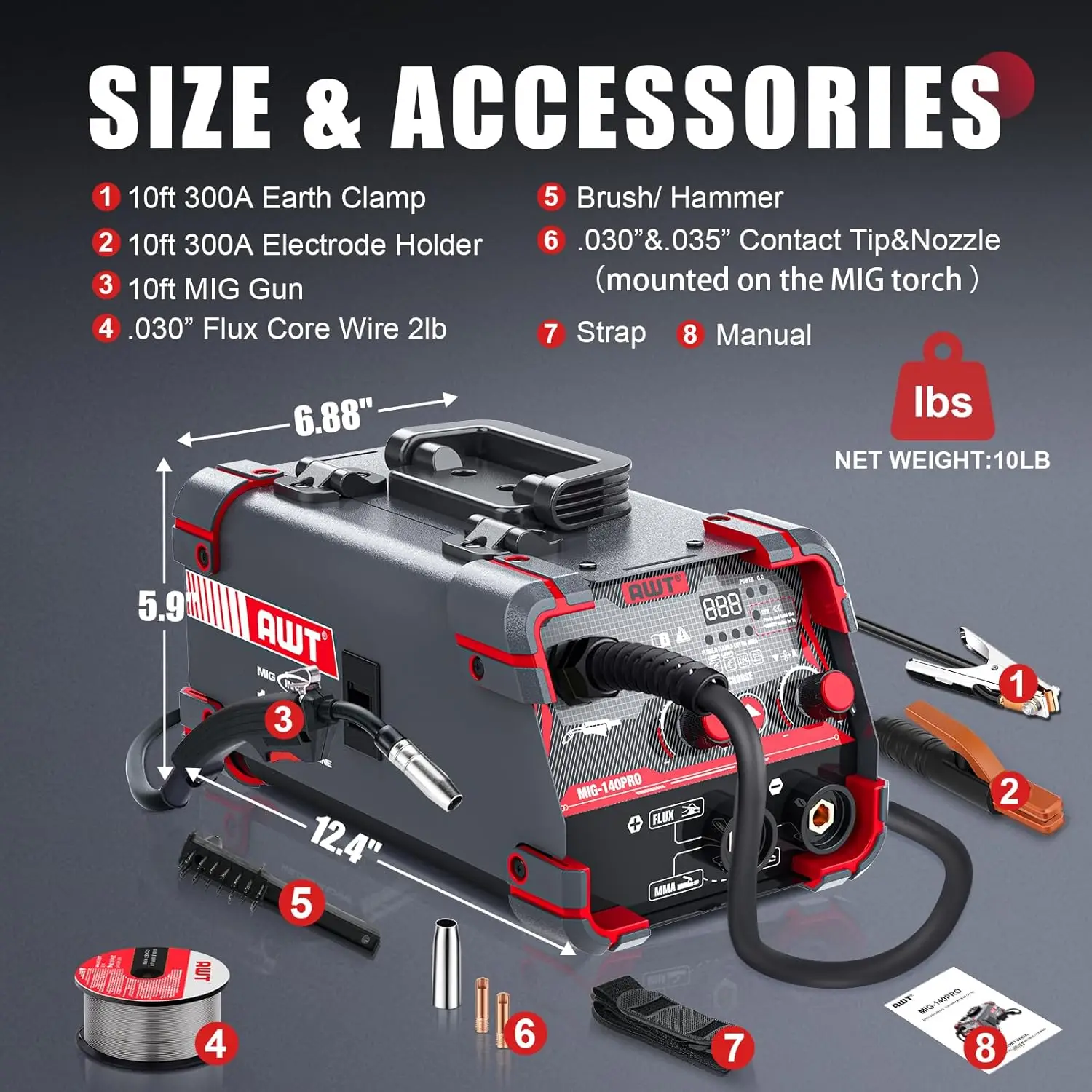 140Amp MIG Welder Flux Core MIG Welder/Stick/Lift TIG 3 in 1 Welding Machine, Welder Machine 110V