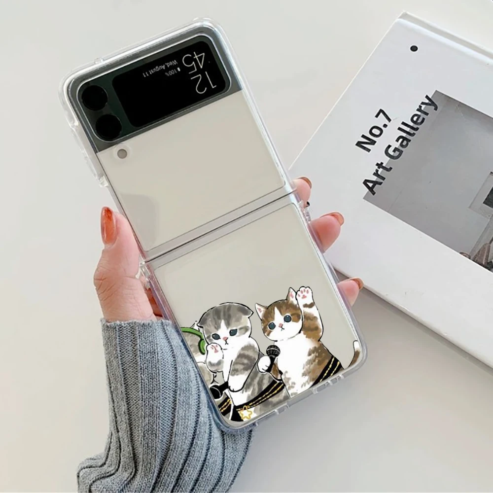 Adorable Cartoon Cat Couple Hard Transparent Phone Case