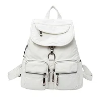 Fashion Soft Sheepskin Genuine Leather Backpacks For Women Waterproof White Travel Backpack Bag Women Back Pack For Girl Backbag 5