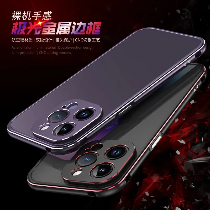 Luxury Metal Frame Bumper Case For Iphone 14 13 12 Pro Max Mini Aluminum Camera Lens Protection