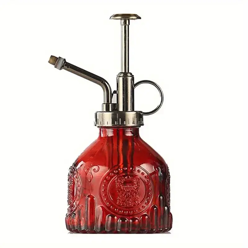 1pc Glass Watering Spray Bottle, Vintage Bronze Plastic Top Pump Watering Can Glass Spary Bottle Plant Mister, For House Plants, 5