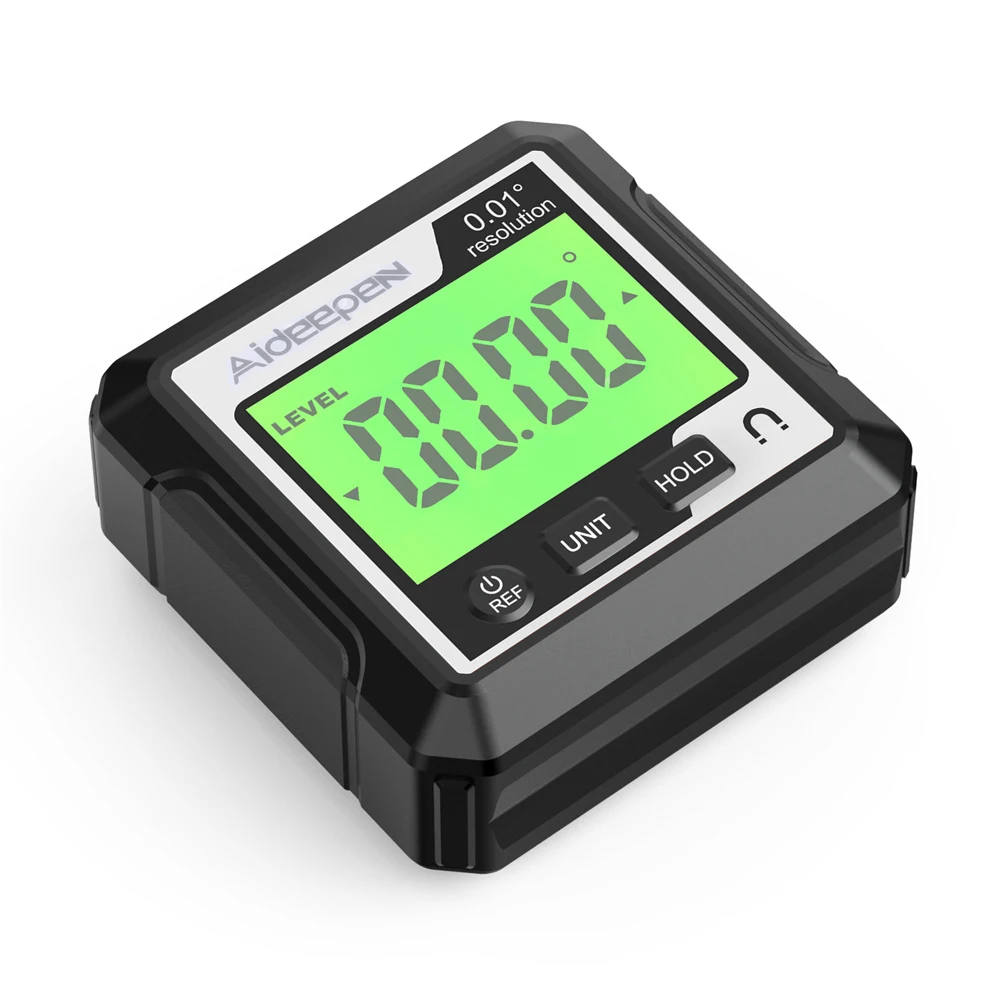 Digital Level Angle Gauge 360 LCD Electronic Protractor Mini Angle Finder Bevel Gauge Inclinometer with Magnetic Base Backlight 6