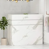 Reception Desk, 3 Drawers & Storage Shelves, Reception Counter Table with Private Panels, Reception Room Checkout Office 2