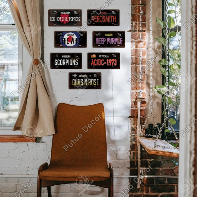 Putuo 장식 유명한 밴드 빈티지 금속 기호 주석 기호 번호판 금속 플라크 장식 바 펍 남자 동굴 클럽 벽 장식