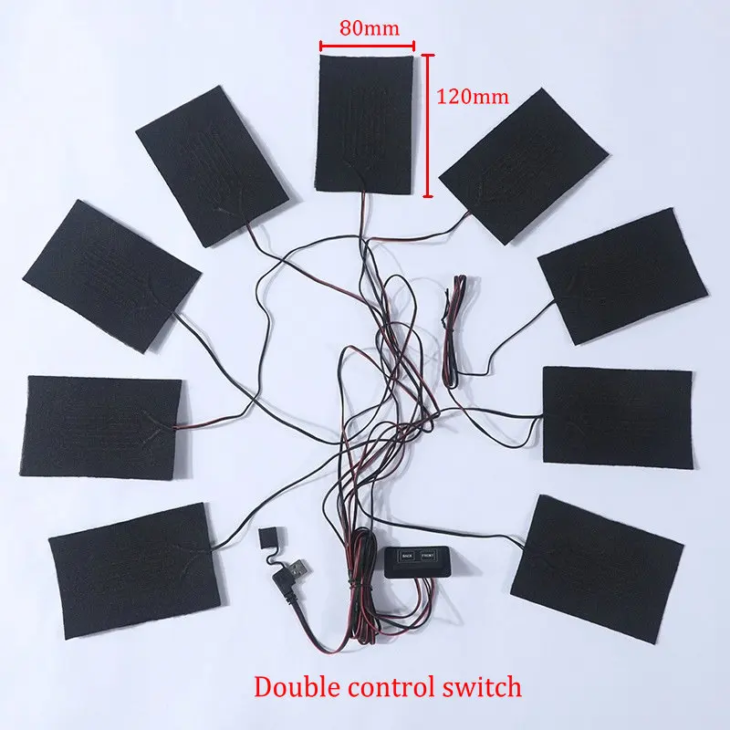 Heated Jacket 9 in 1 Clothing Electric Heating Pads 5V/2A USB Charging 3 Gear Temperature Adjustable Heating Pad Keep Warmer Heated Sheet