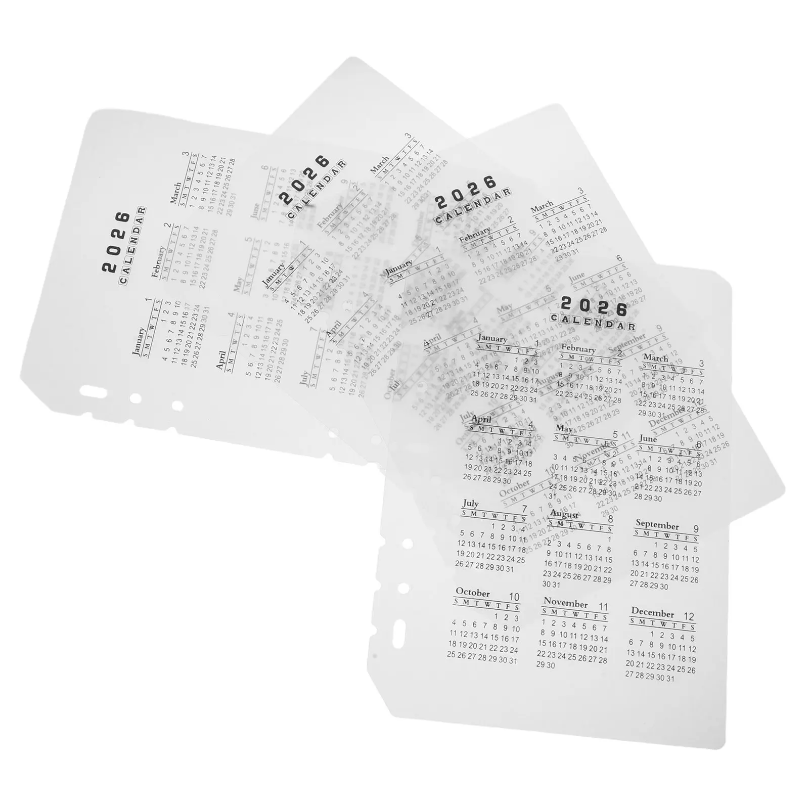 4Pcs Frosted Plastic Calendar Dividers 2026 Transparent Binder Inserts ...
