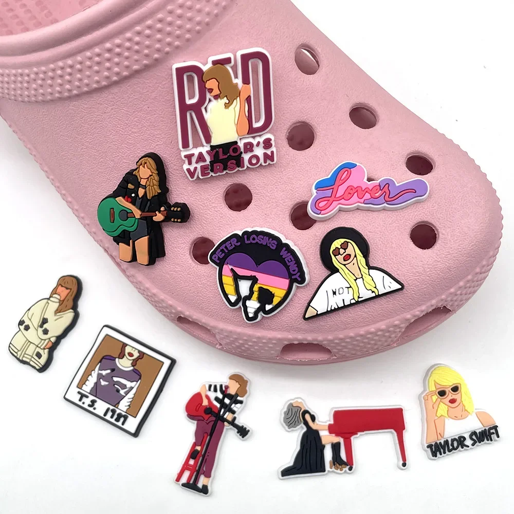 10 Pezzi Taylor Swift Series Ciondoli Per Scarpe Per Crocs Accessori Per Fiori Per Scarpe Fai Da Te Decorazioni Sandali Kuromi Decorano Regali Per Bam