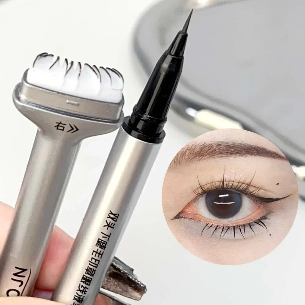 Eye Makeup Tools 2 in 1 Double-ended Lower Eyelash Stamp with Eyeliner DIY Waterproof Eyeliner Seal for Beginner Korean Makeup