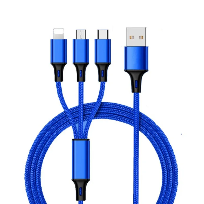 Data Cable One Drag Three Data Cable for Apple Android Typec 3-in-1 Fast Charge 1.2m Nylon Braid Convenient and Fast Data Transmission