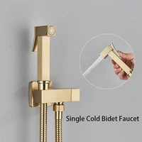 Brass Bidet Faucet Single Cold Water Tap Handheld Bidet Spray Shower Set Toilet Shattaf Sprayer Douche Hygienic Shower Black 2