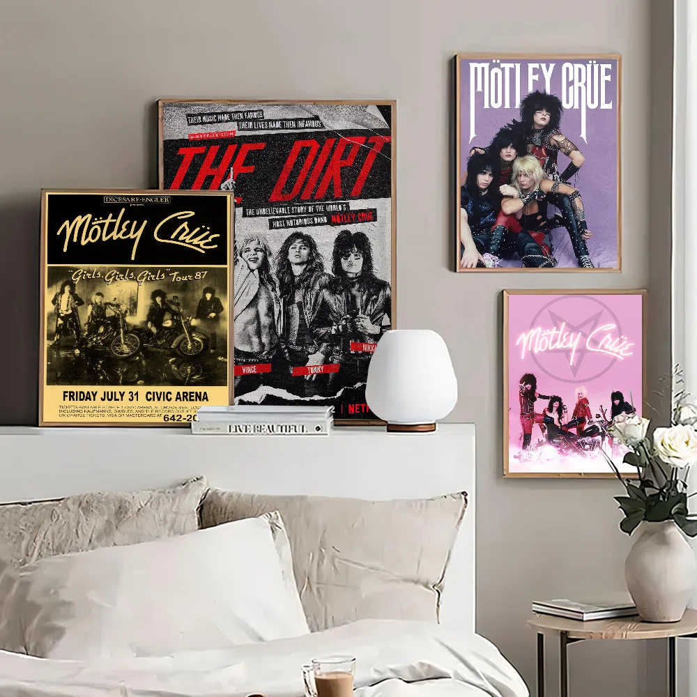 

Popular Band Motley-C-crues Poster Self-adhesive Art Poster Whitepaper Prints Posters Artwork Aesthetic Art Wall Painting