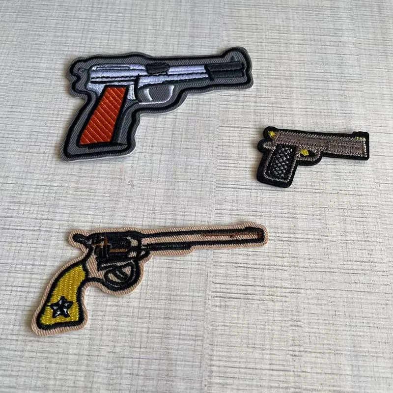 10 Stück, militärisches taktisches Abzeichen, aufbügelbarer Aufnäher, Pistolen-Stickerei, Stoff-Applikation, Wärmeübertragungsaufkleber für Kleidung zum Aufbügeln, Rucksack