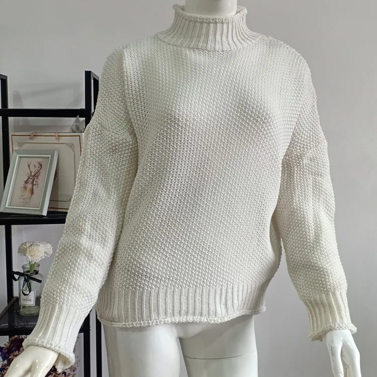 Neue Herbst-Winter-Strickpullover für europäische und amerikanische Frauen. Neuer dicker Rollkragenpullover – Detail 2