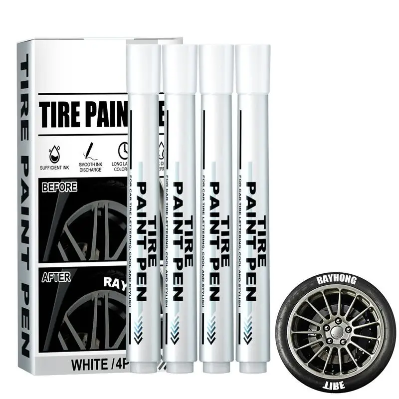 

4Pcs/set tire paint pen Waterproof Quick Drying Automotive Tire Lettering Graffiti Pen for Fabric Wood Leather Marker