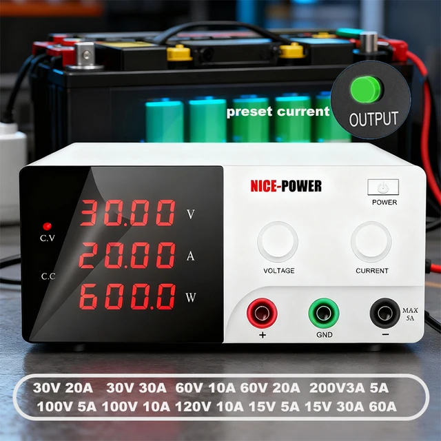 Nice-Power Switching DC Lab Power Supply Laboratory Adjustable 30V 30A 60V 10A 20A 60A ,450W-1200W Current Voltage Regulator