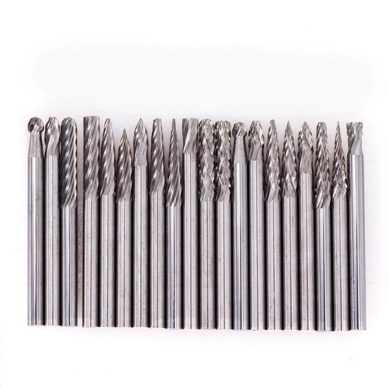 

AT35 Carbide Burrs Set 1/8 Shank Diameter Double Cut Tungsten Carbide Burs Rotary File Carving Grinding Bit 20Pcs