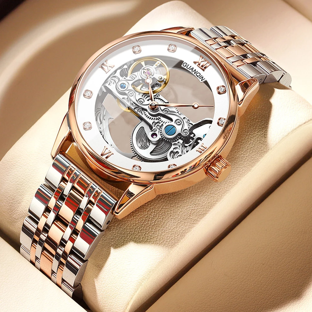 2024 New GUANQIN Men's Watches Top Luxury Men Mechanical Wristwatches Automatic Watch For Men Stainless Steel Waterproof Clock